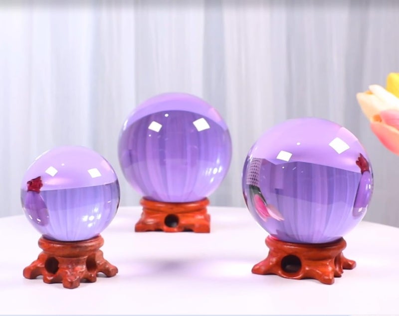 Modaier Purple 100mm/3.9 inch Large Crystal Ball with Rose Wooden Stand and Gift Box for lensball Photography,Fortune Teller,Feng Shui, Witchcraft Decor,Scrying,Magic,Quartz Crystal Orb Prop Glass Sphere - Image 3